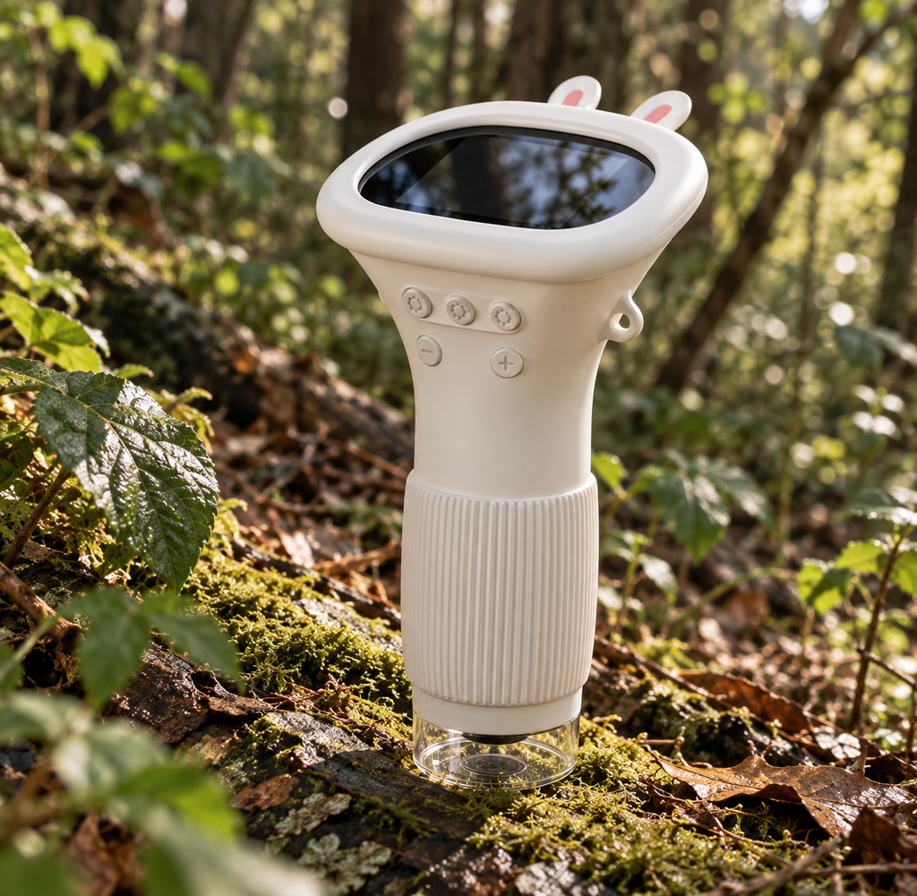 Visuel conceptuel de la couleur blanche : microscope d'exploration sur un tronc moussu