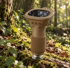 Visuel conceptuel de la couleur marron : microscope d'exploration sur un tronc moussu